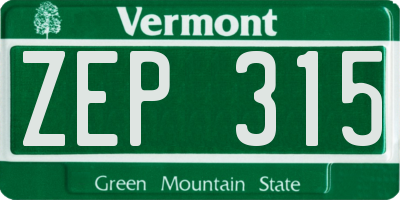 VT license plate ZEP315