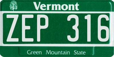 VT license plate ZEP316
