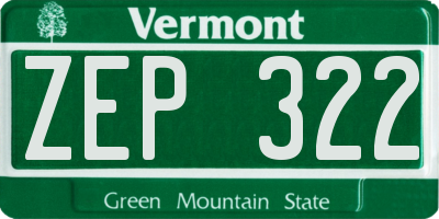 VT license plate ZEP322