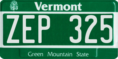 VT license plate ZEP325