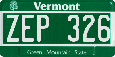 VT license plate ZEP326