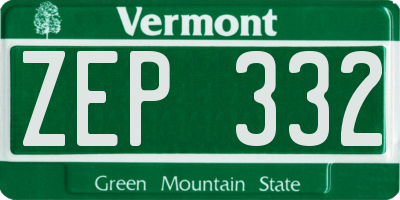 VT license plate ZEP332