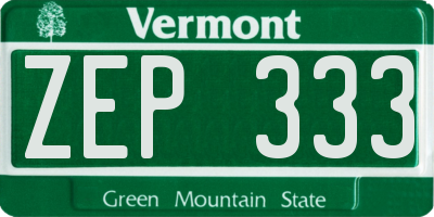 VT license plate ZEP333