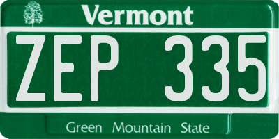 VT license plate ZEP335