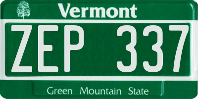 VT license plate ZEP337