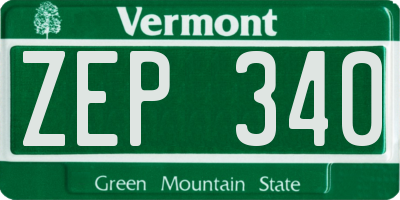VT license plate ZEP340
