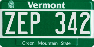VT license plate ZEP342
