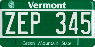 VT license plate ZEP345