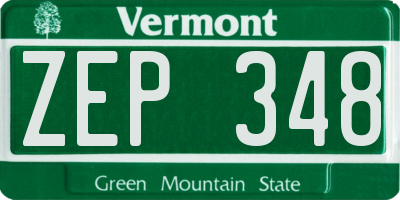 VT license plate ZEP348