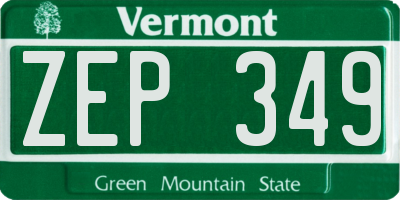 VT license plate ZEP349