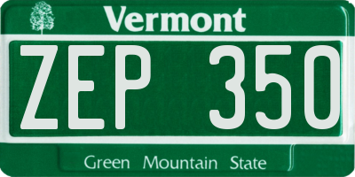 VT license plate ZEP350