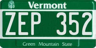 VT license plate ZEP352