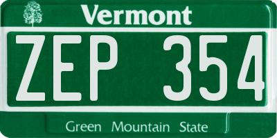 VT license plate ZEP354