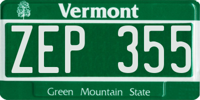VT license plate ZEP355