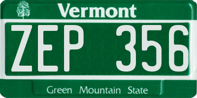 VT license plate ZEP356