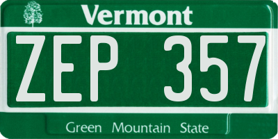 VT license plate ZEP357
