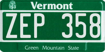 VT license plate ZEP358
