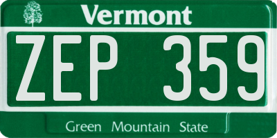 VT license plate ZEP359