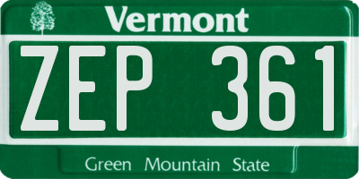 VT license plate ZEP361