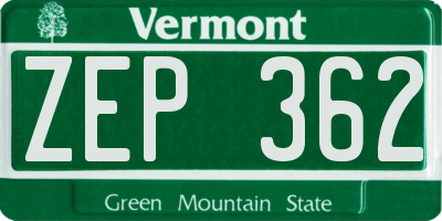 VT license plate ZEP362