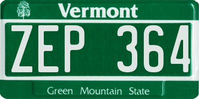 VT license plate ZEP364