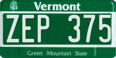 VT license plate ZEP375