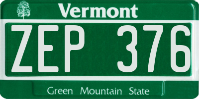 VT license plate ZEP376