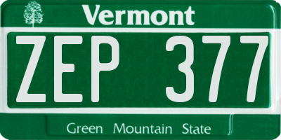 VT license plate ZEP377