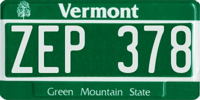 VT license plate ZEP378