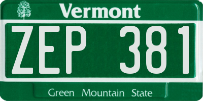 VT license plate ZEP381