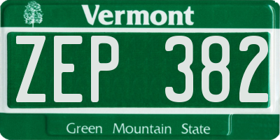 VT license plate ZEP382