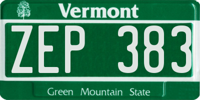 VT license plate ZEP383