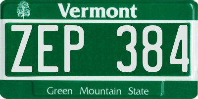 VT license plate ZEP384