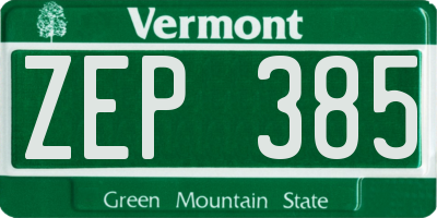 VT license plate ZEP385