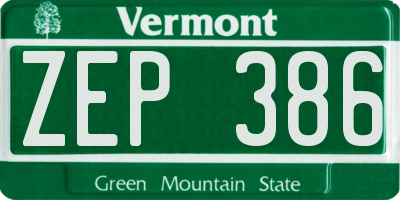 VT license plate ZEP386