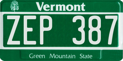 VT license plate ZEP387