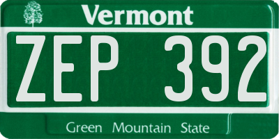 VT license plate ZEP392