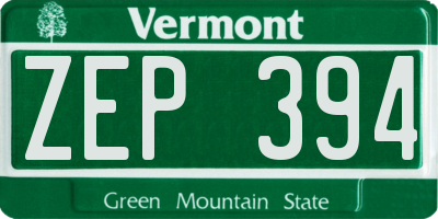 VT license plate ZEP394