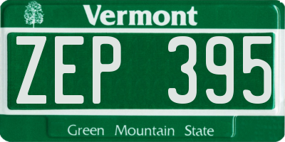 VT license plate ZEP395