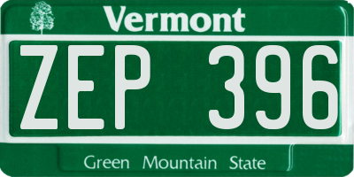 VT license plate ZEP396