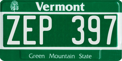 VT license plate ZEP397