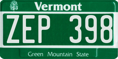 VT license plate ZEP398