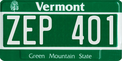VT license plate ZEP401
