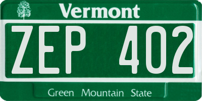 VT license plate ZEP402