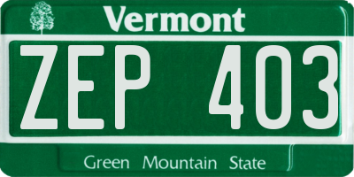 VT license plate ZEP403