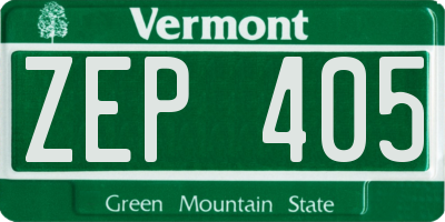 VT license plate ZEP405