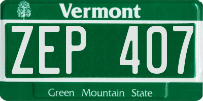 VT license plate ZEP407