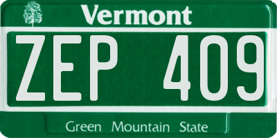 VT license plate ZEP409
