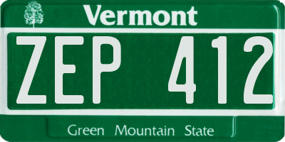 VT license plate ZEP412