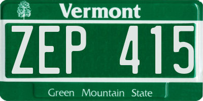 VT license plate ZEP415